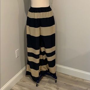 Blue and cream striped palazzo pants